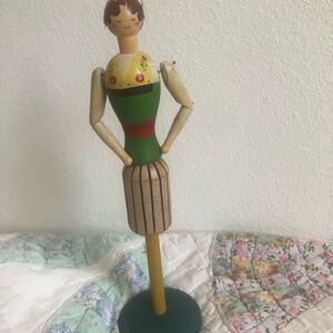 Swedish Folk Art Wooden Napkin Card Doll - Jointed Arms | Dalarna